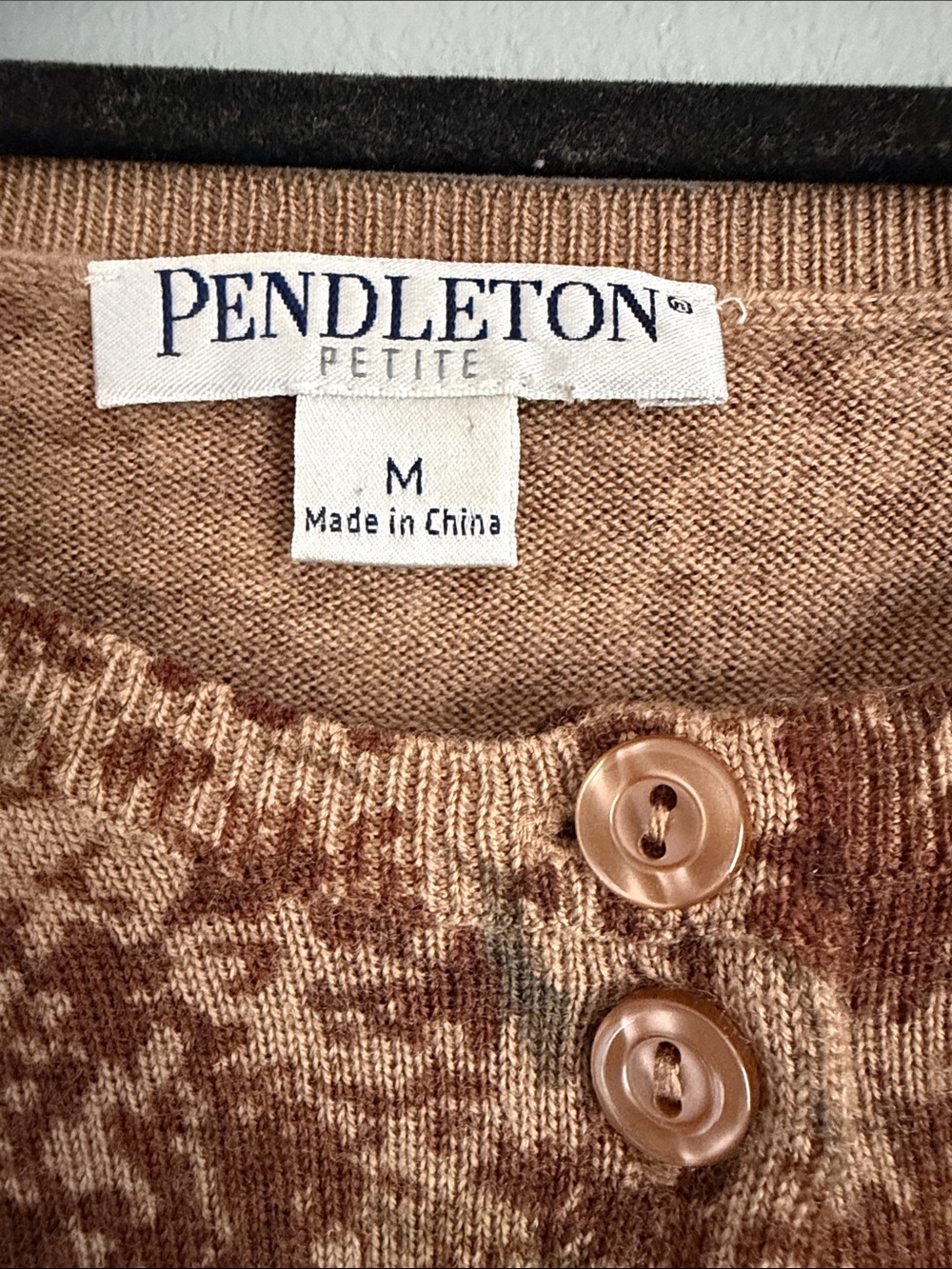 Vintage Pendleton Equestrian Fox Hunt Toile Knit Cardigan Sweater Merino Wool M - Picture 5 of 6